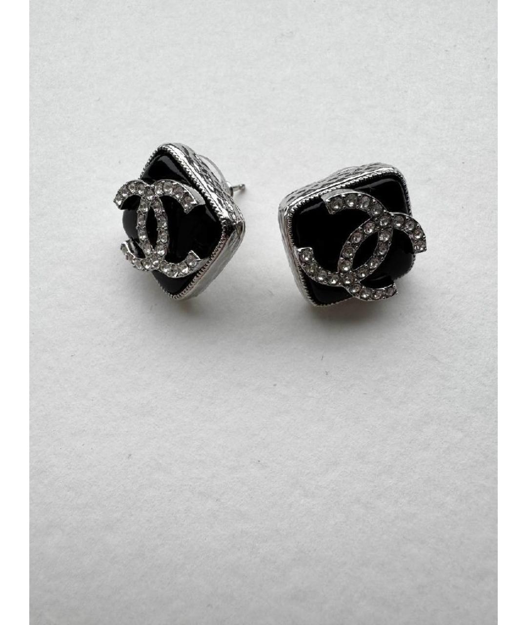 CHANEL Черные металлические серьги, фото 2