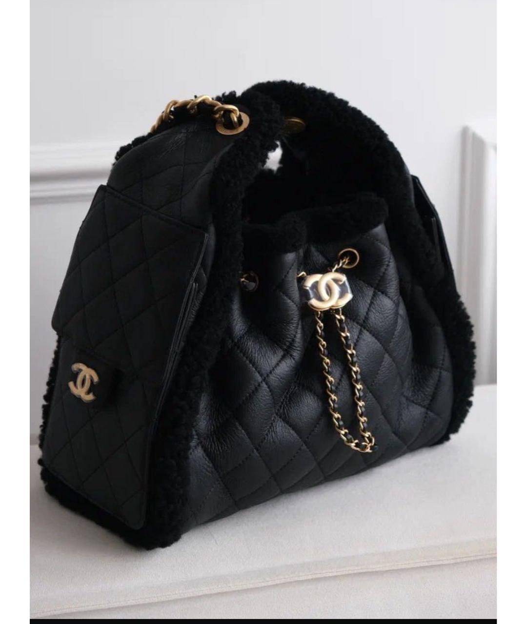 CHANEL Черная кожаная сумка тоут, фото 4