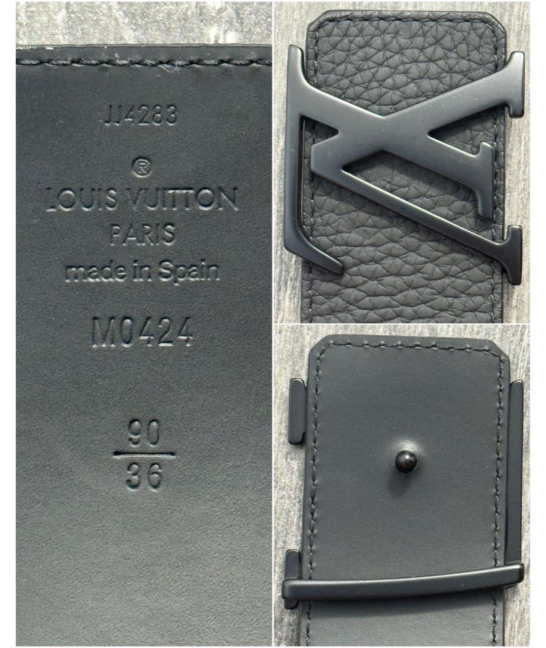LOUIS VUITTON Черный кожаный ремень, фото 3