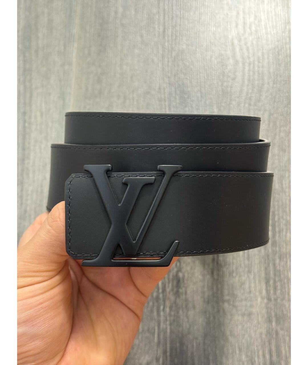 LOUIS VUITTON Черный кожаный ремень, фото 2