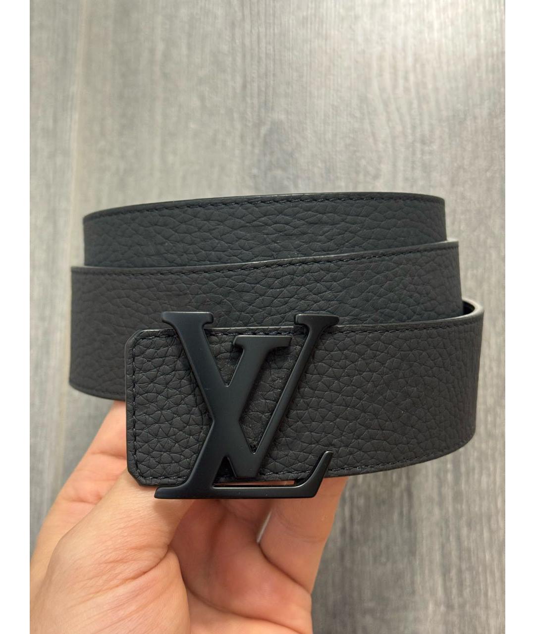 LOUIS VUITTON Черный кожаный ремень, фото 7