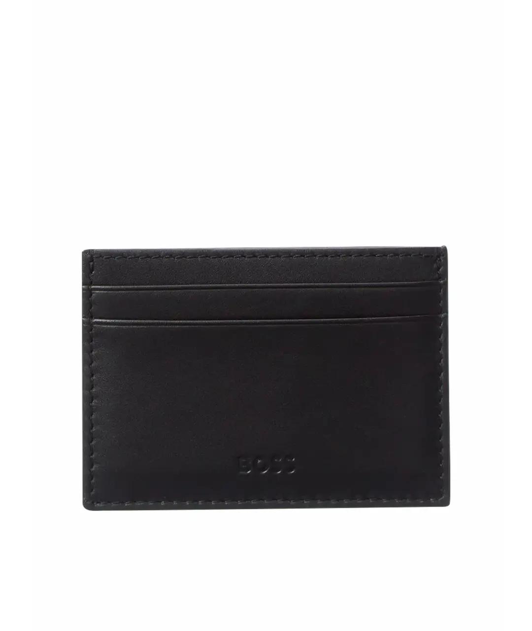 HUGO BOSS Черный кожаный кардхолдер, фото 1