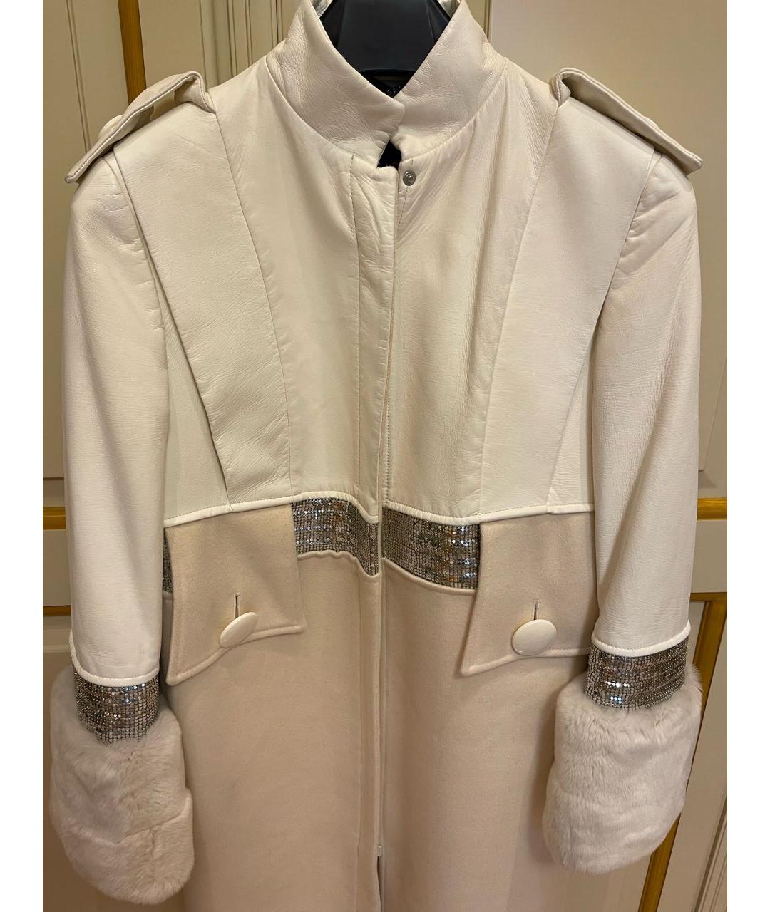 VERSACE Белое кожаное пальто, фото 4