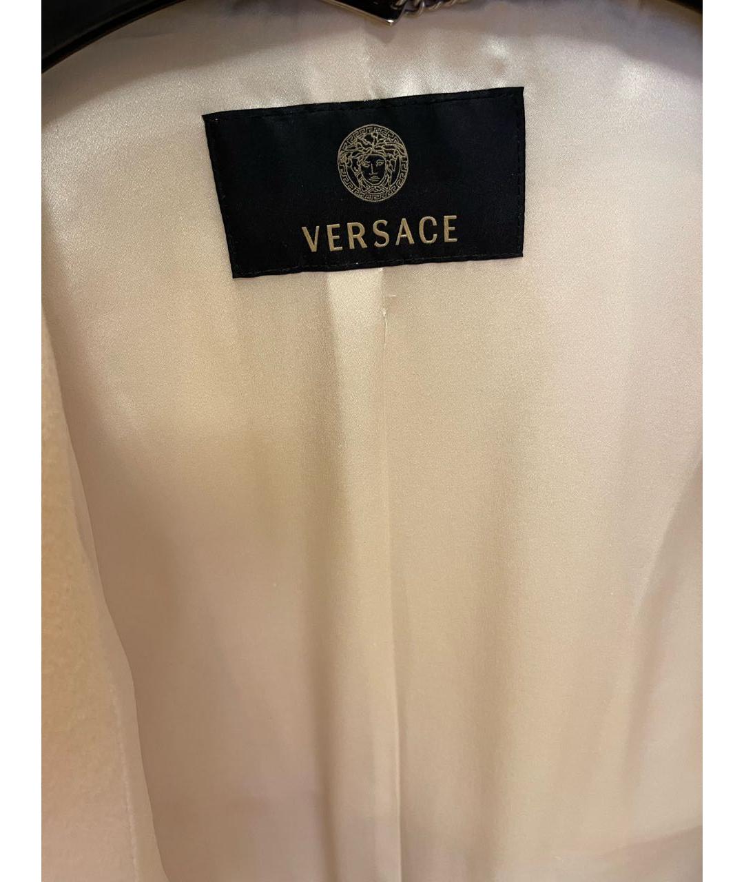 VERSACE Белое кожаное пальто, фото 3
