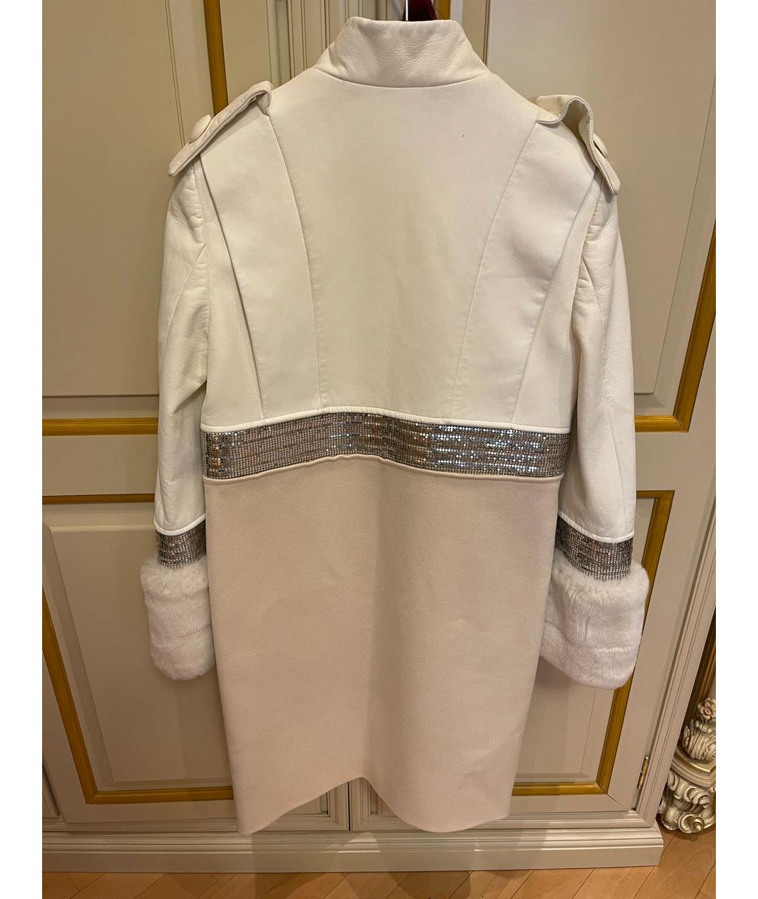VERSACE Белое кожаное пальто, фото 2