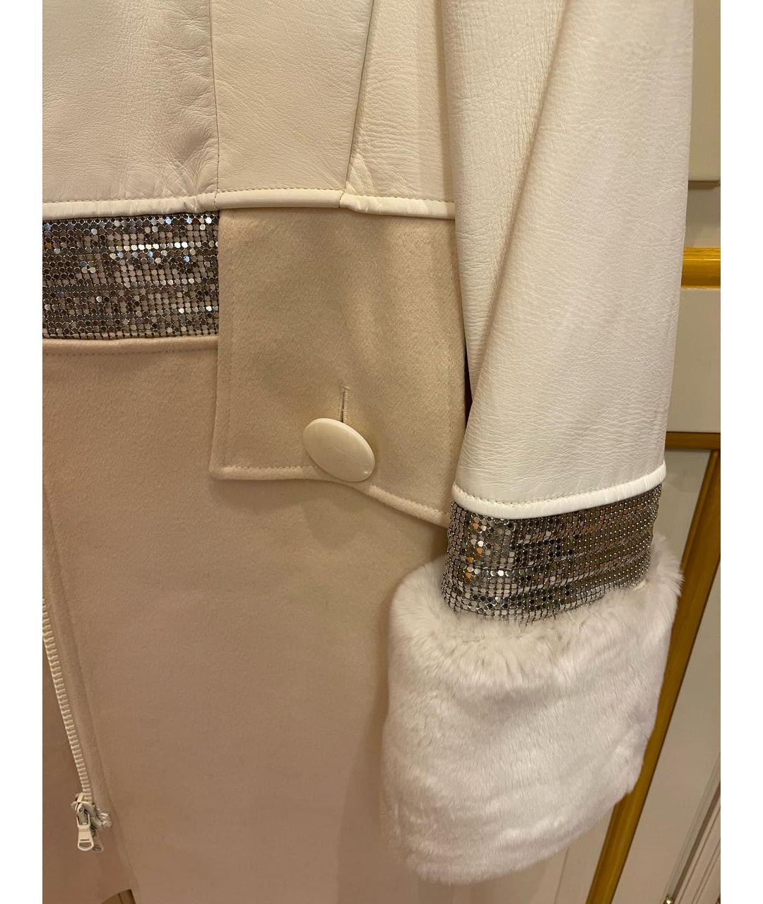 VERSACE Белое кожаное пальто, фото 5