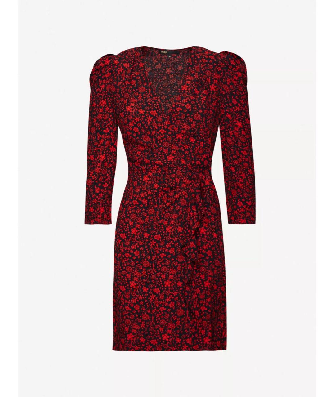 MAJE Красное вискозное повседневное платье, фото 9