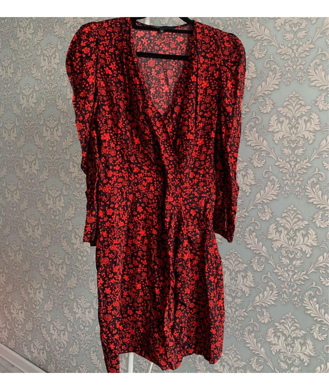 MAJE Красное вискозное повседневное платье, фото 4