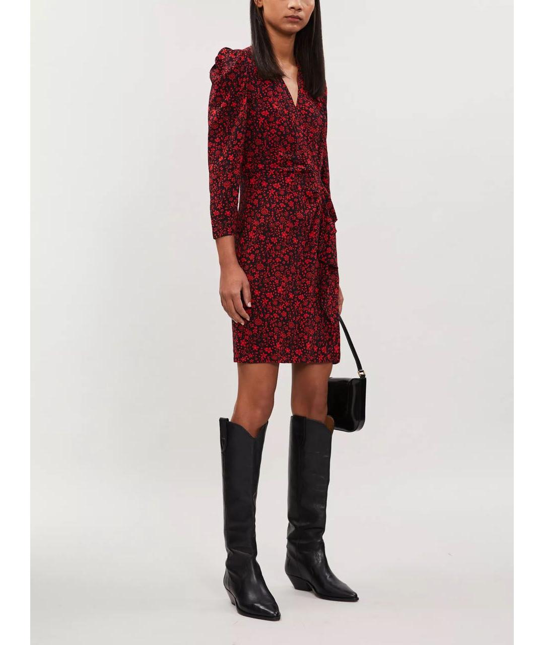 MAJE Красное вискозное повседневное платье, фото 7