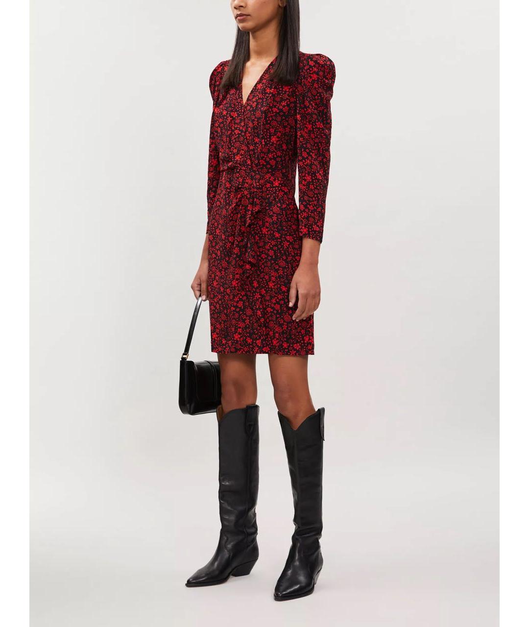 MAJE Красное вискозное повседневное платье, фото 3