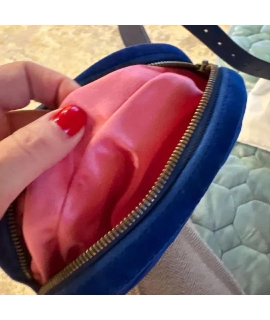 GUCCI Темно-синяя бархатная поясная сумка, фото 5