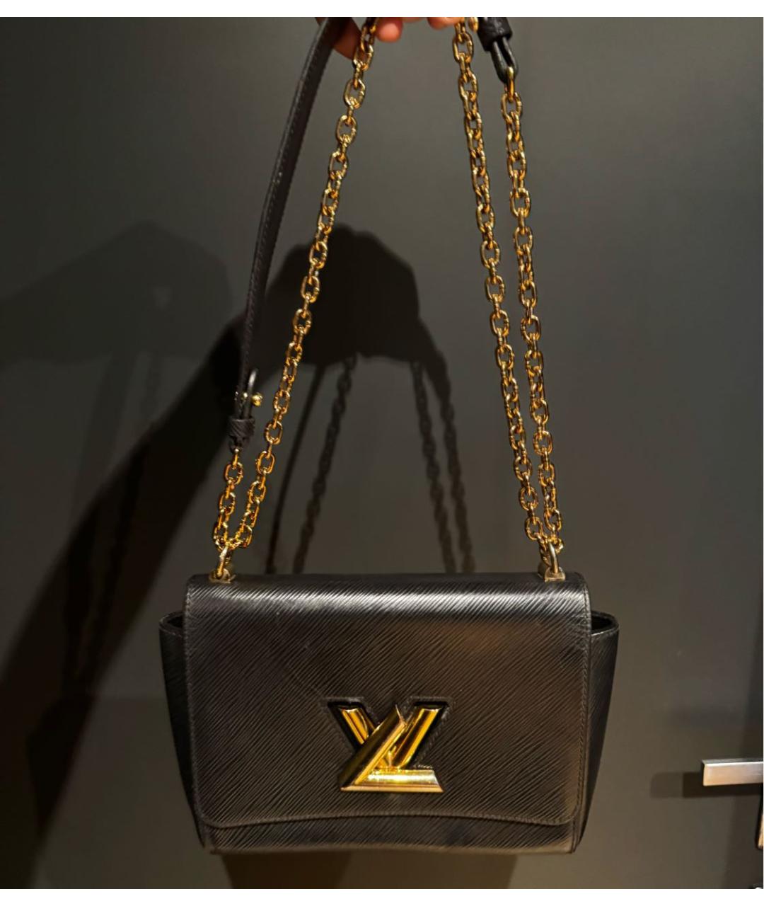 LOUIS VUITTON Черная кожаная сумка через плечо, фото 3