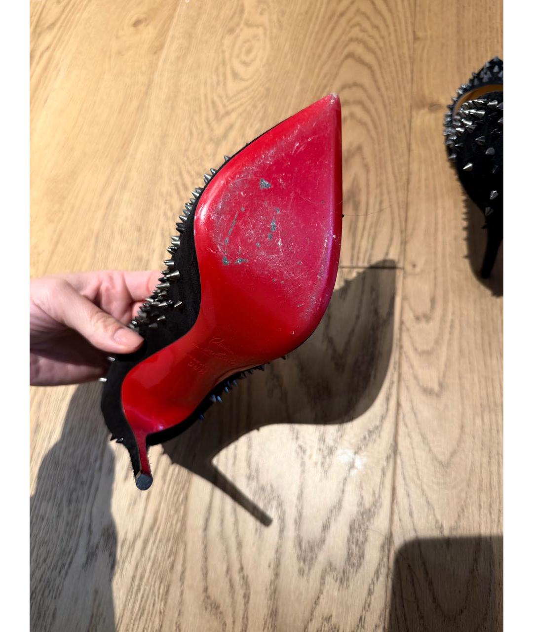 CHRISTIAN LOUBOUTIN Черные замшевые туфли, фото 8