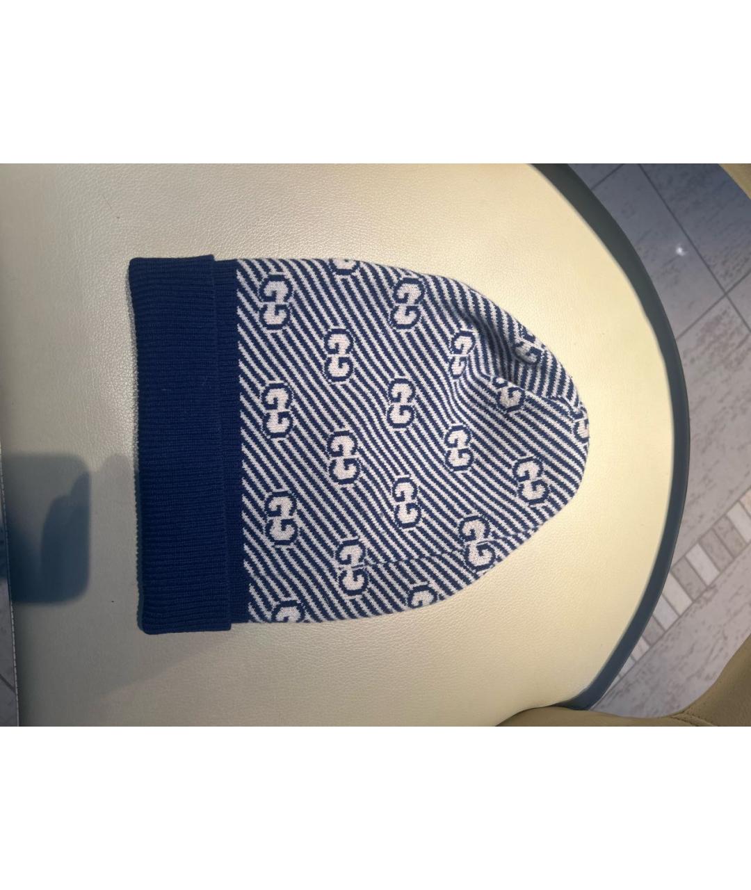 GUCCI Темно-синяя шерстяная шапка, фото 4