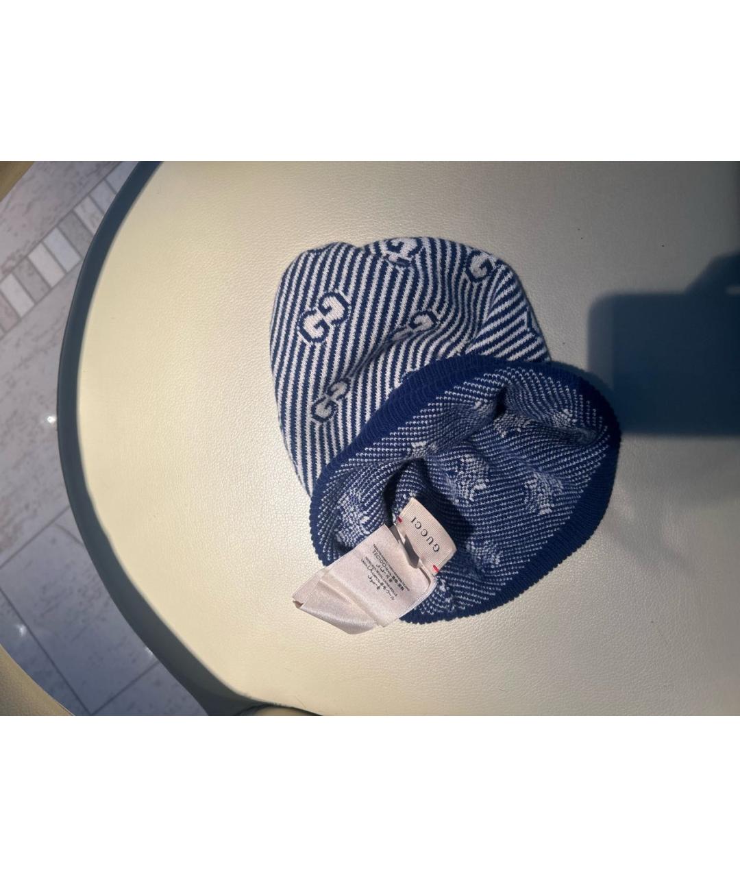 GUCCI Темно-синяя шерстяная шапка, фото 3