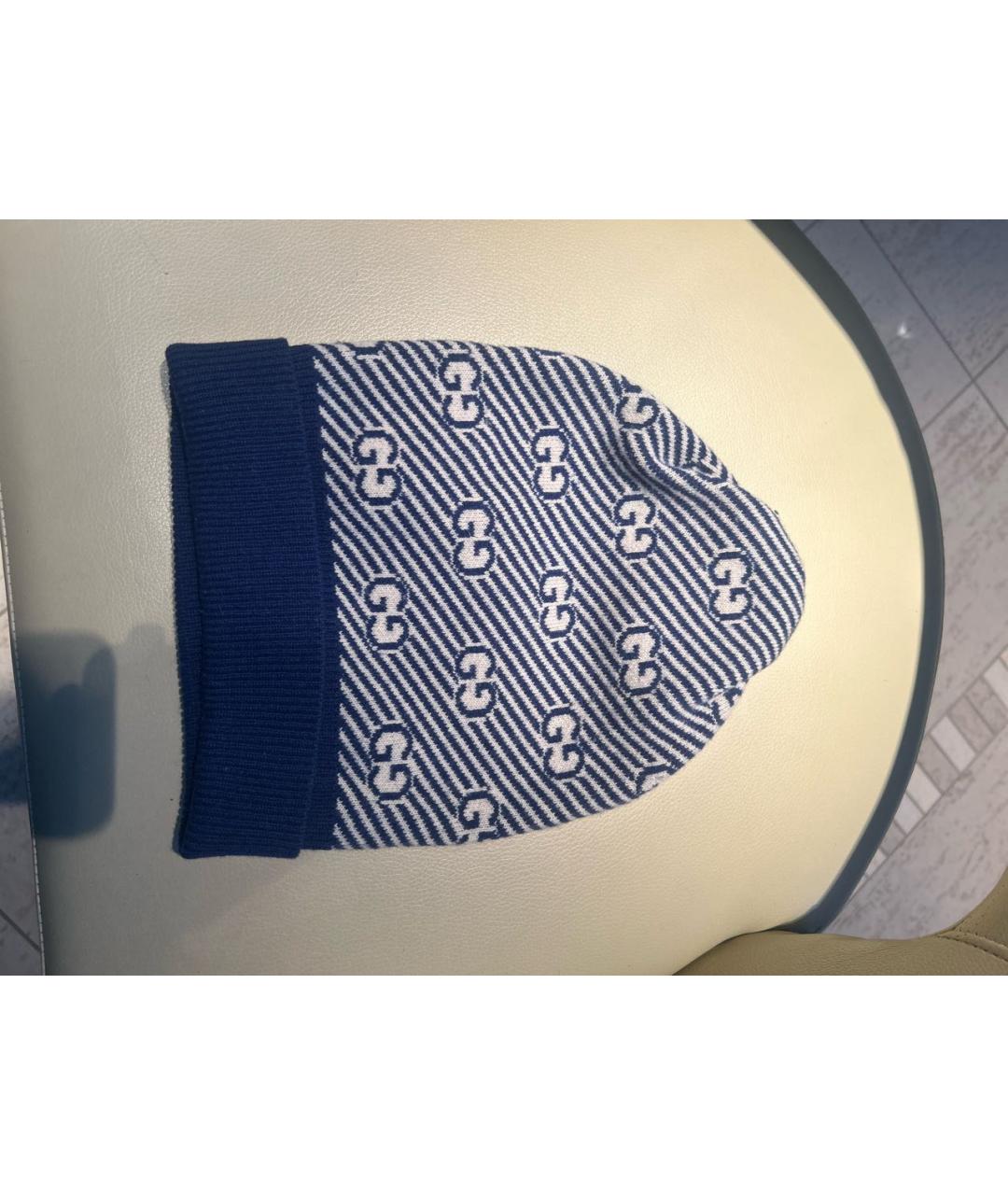 GUCCI Темно-синяя шерстяная шапка, фото 2