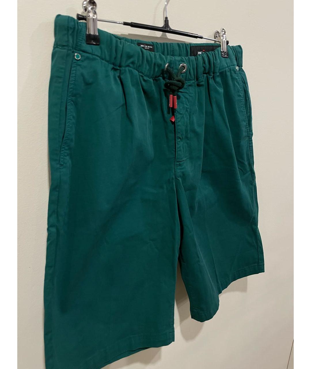 KITON Зеленые хлопко-эластановые шорты, фото 3