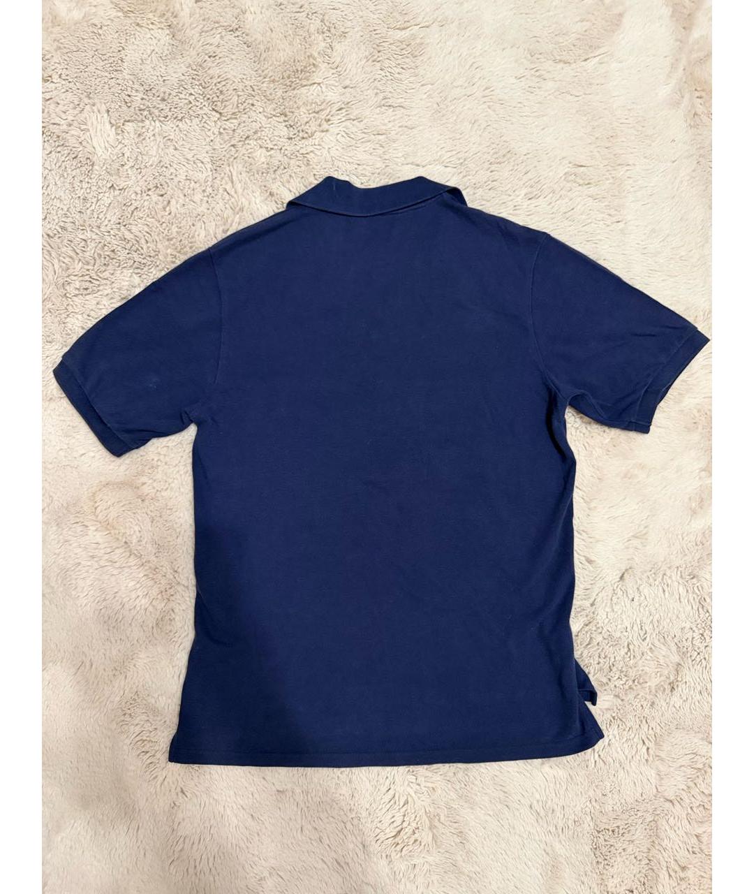 SAINT LAURENT Темно-синяя хлопковая футболка, фото 2