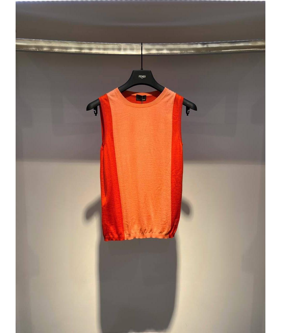 FENDI Оранжевая майка, фото 3