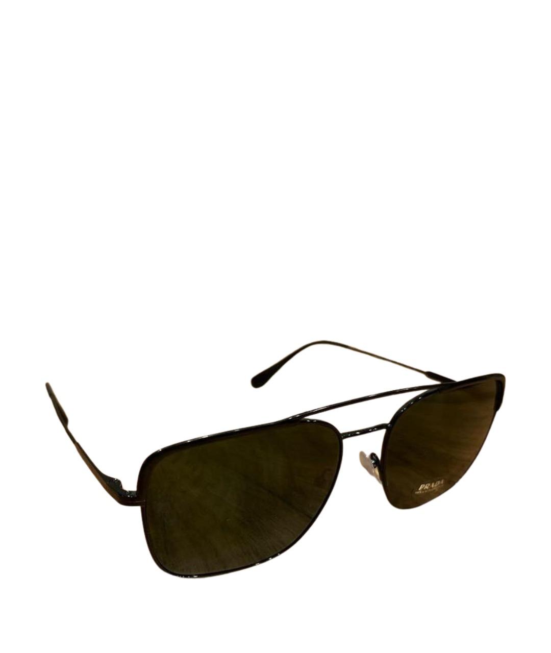 PRADA Черные металлические солнцезащитные очки, фото 1