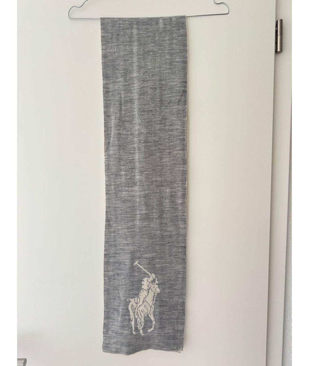 POLO RALPH LAUREN Серый шерстяной шарф, фото 4
