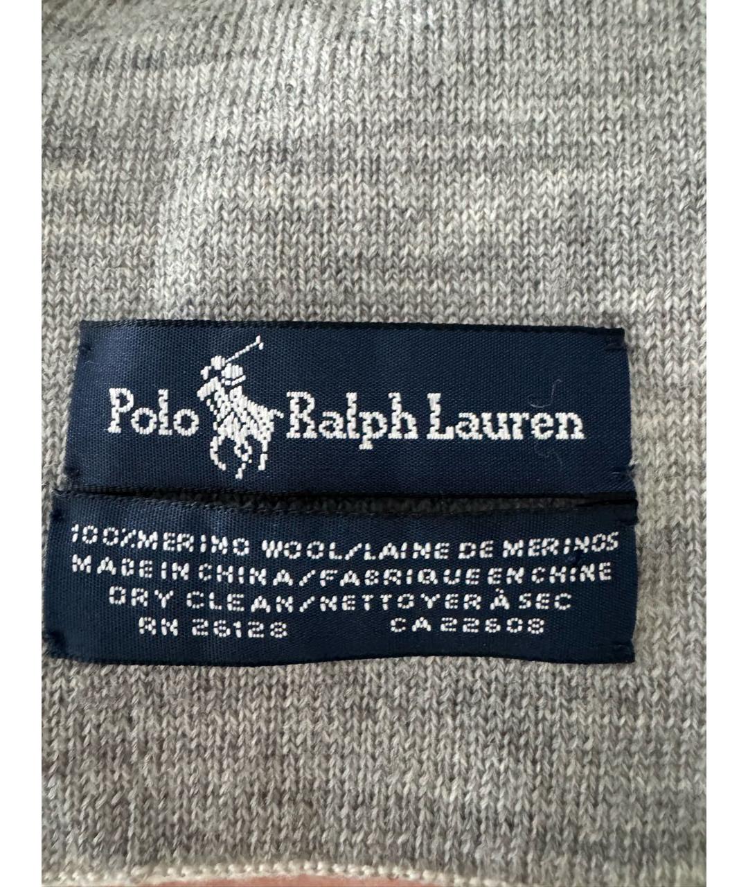 POLO RALPH LAUREN Серый шерстяной шарф, фото 3