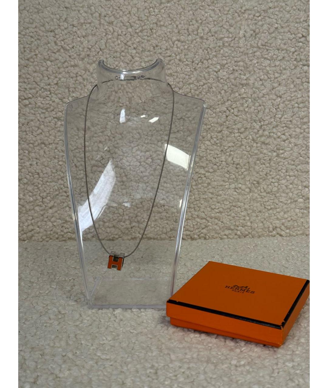 HERMES Оранжевая металлическая подвеска, фото 2