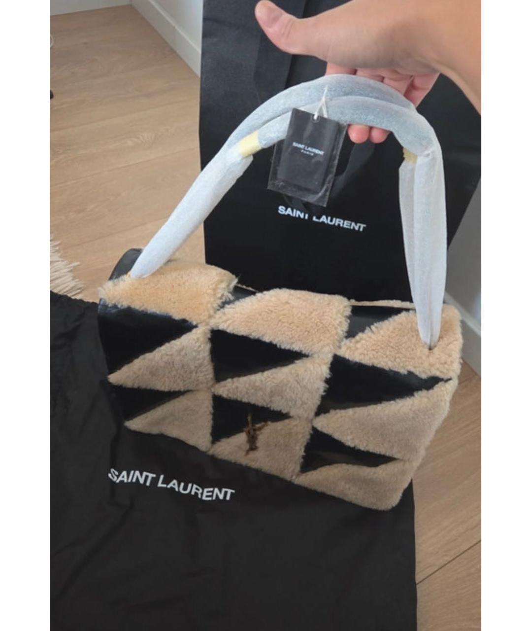 SAINT LAURENT Мульти шерстяная сумка с короткими ручками, фото 5