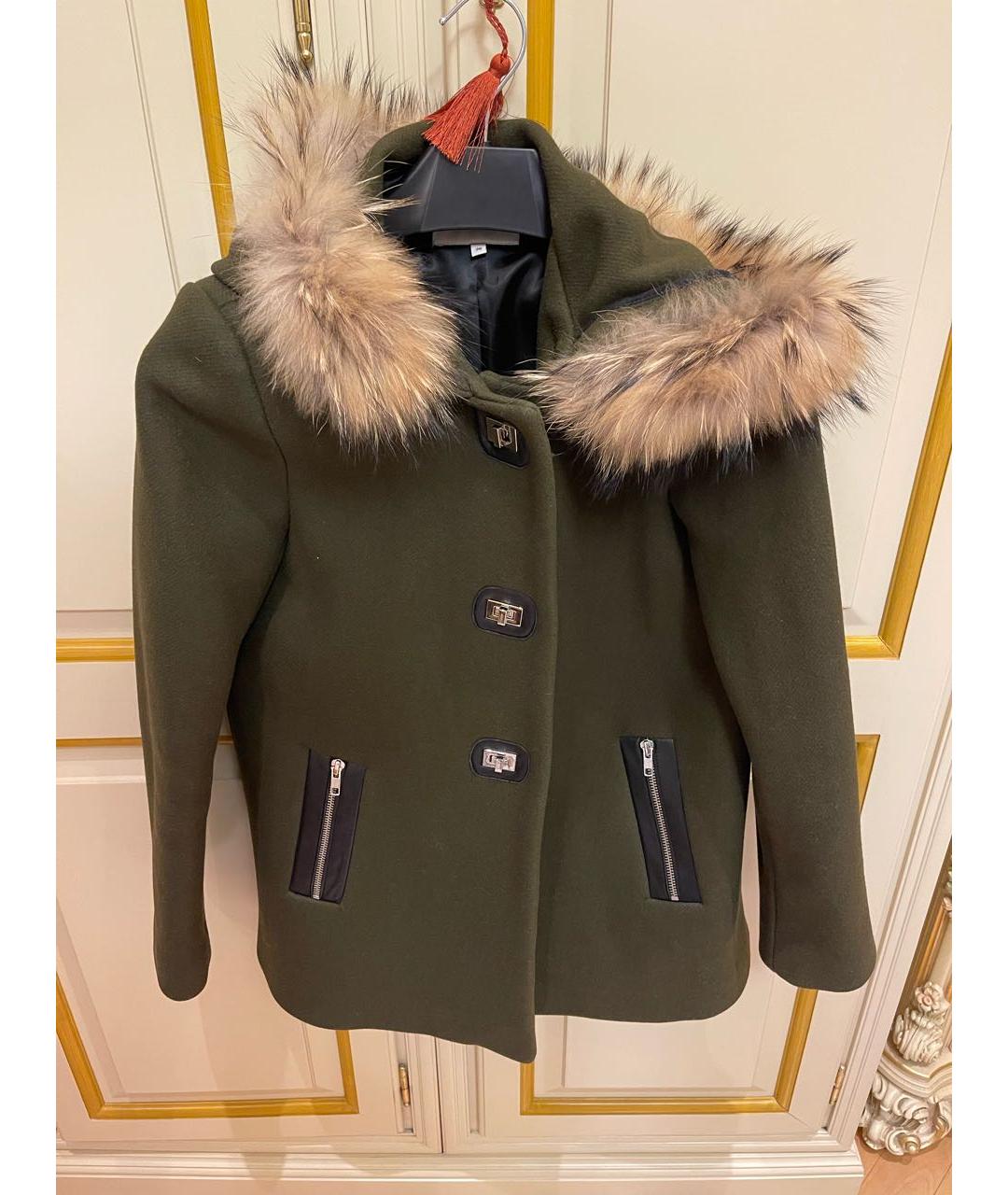 SANDRO Хаки шерстяное пальто, фото 7