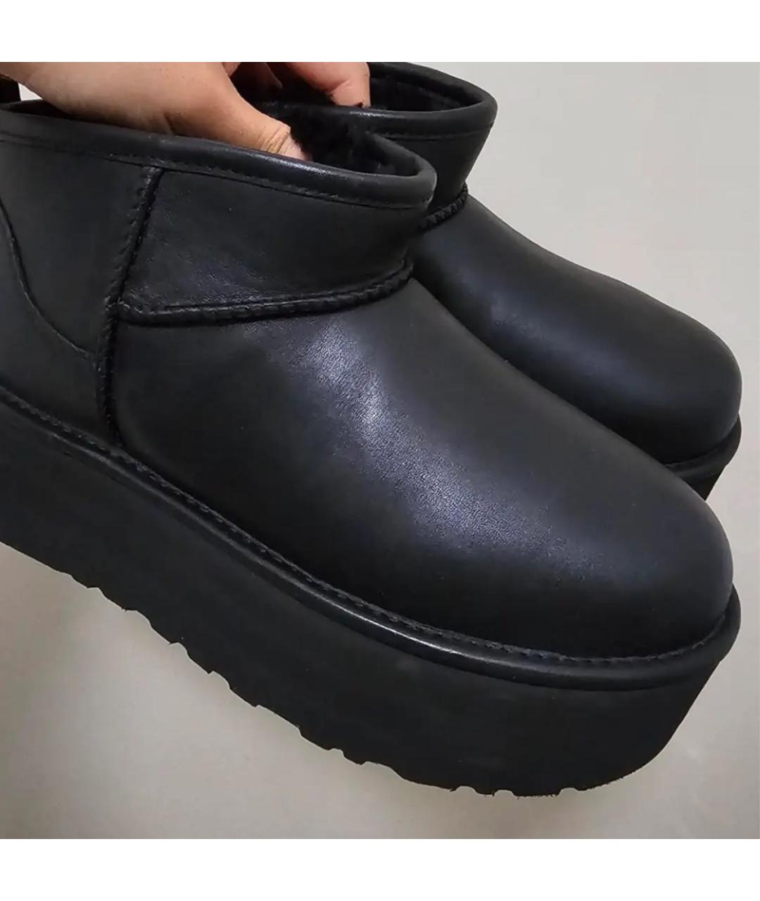 UGG AUSTRALIA Черные кожаные ботинки, фото 4