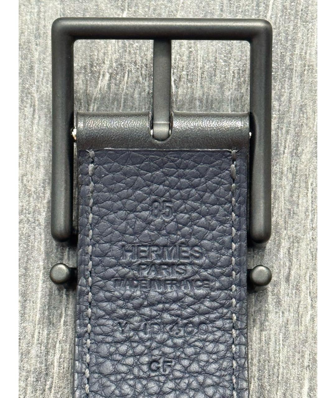 HERMES Синий кожаный ремень, фото 3