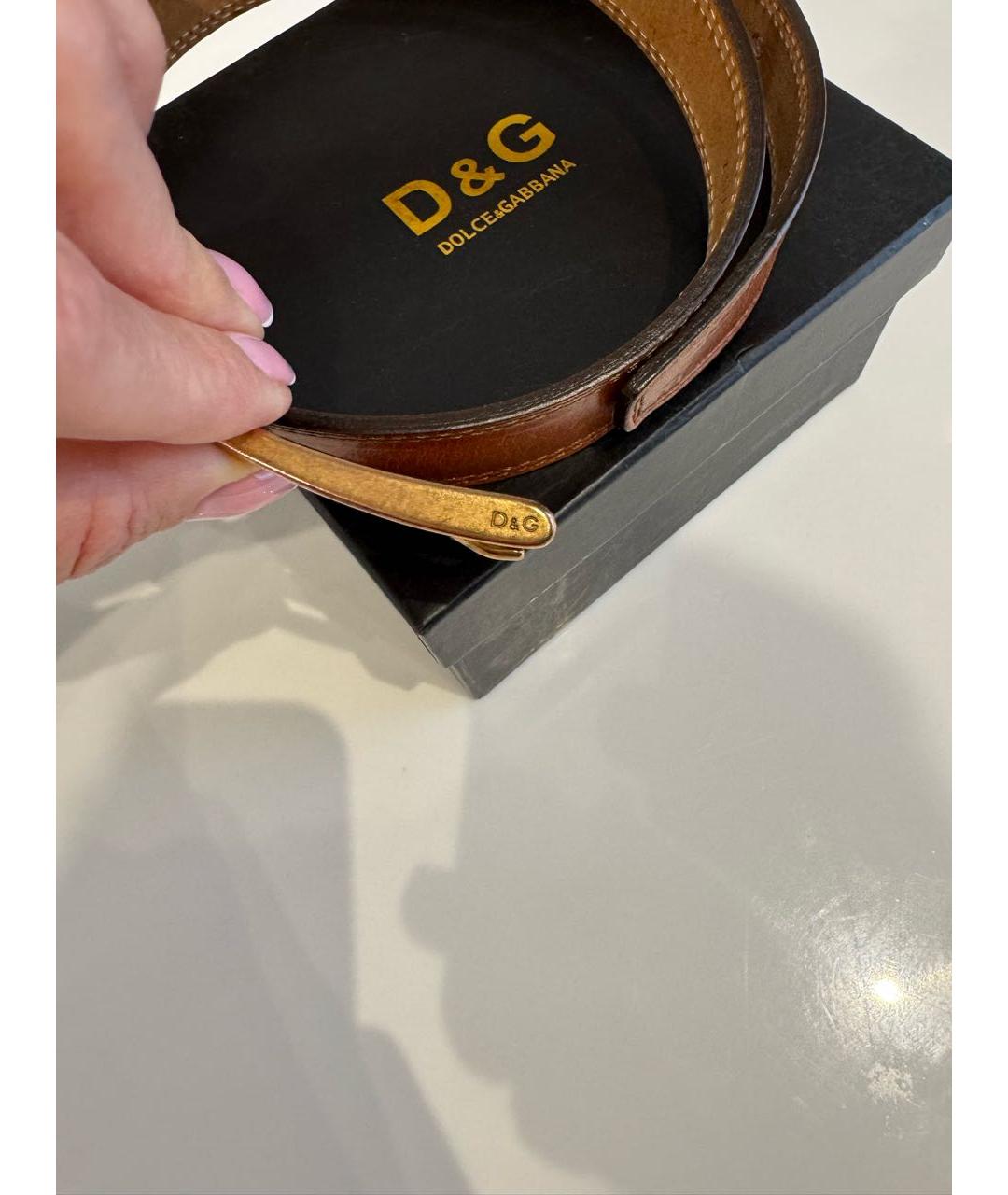 DOLCE&GABBANA Коричневый кожаный ремень, фото 3