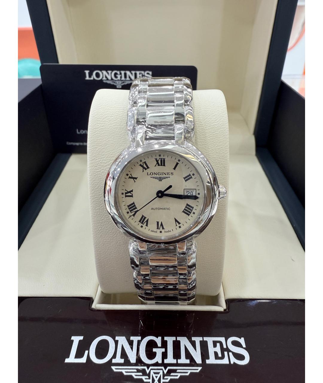 LONGINES Белые стальные часы, фото 9