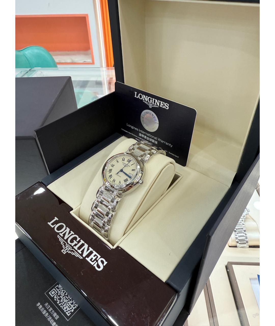 LONGINES Белые стальные часы, фото 8