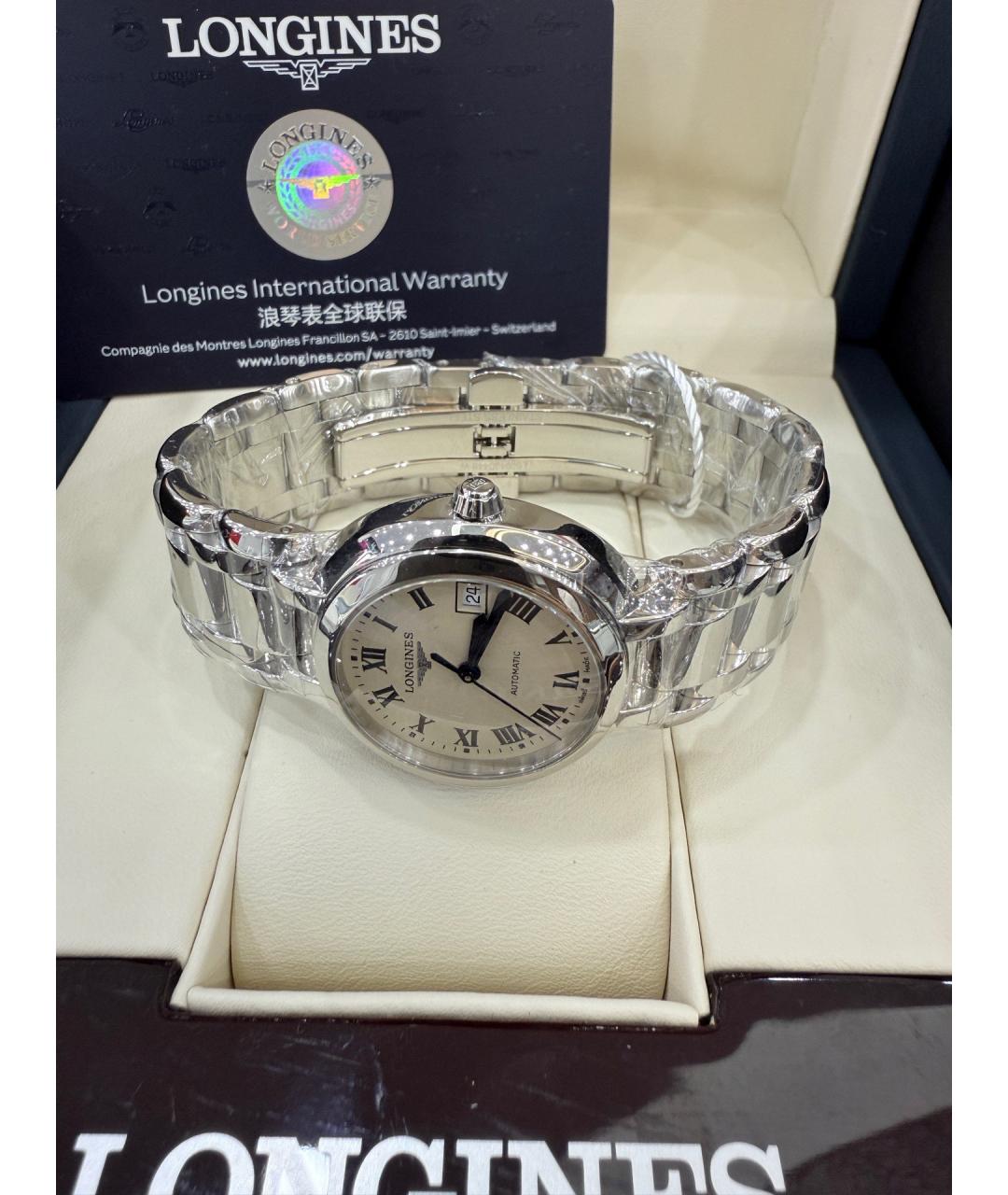 LONGINES Белые стальные часы, фото 4