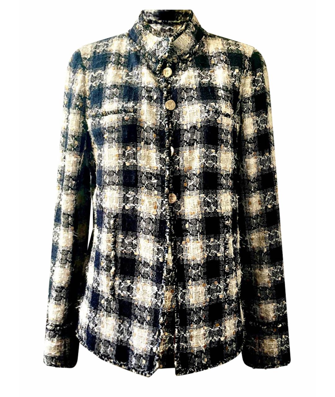 CHANEL Черный твидовый жакет/пиджак, фото 1