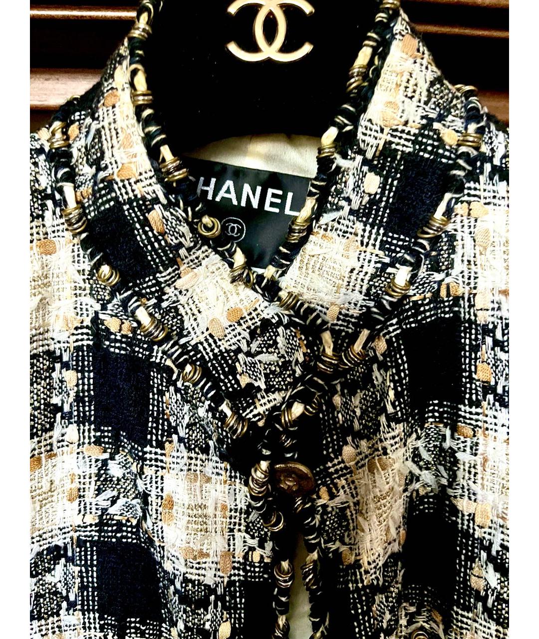 CHANEL Черный твидовый жакет/пиджак, фото 8