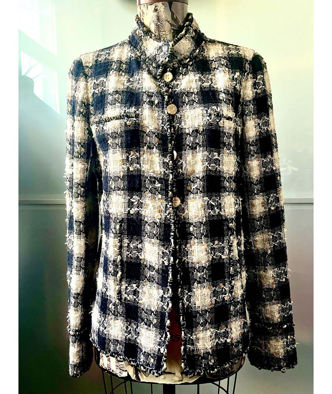 CHANEL Черный твидовый жакет/пиджак, фото 9