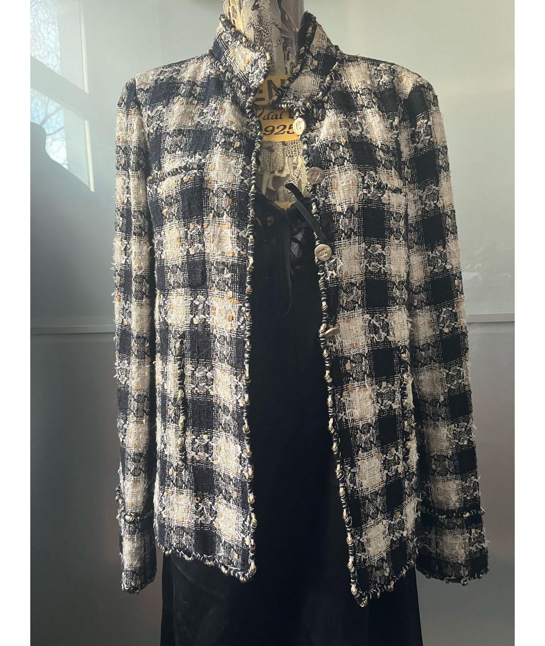 CHANEL Черный твидовый жакет/пиджак, фото 5