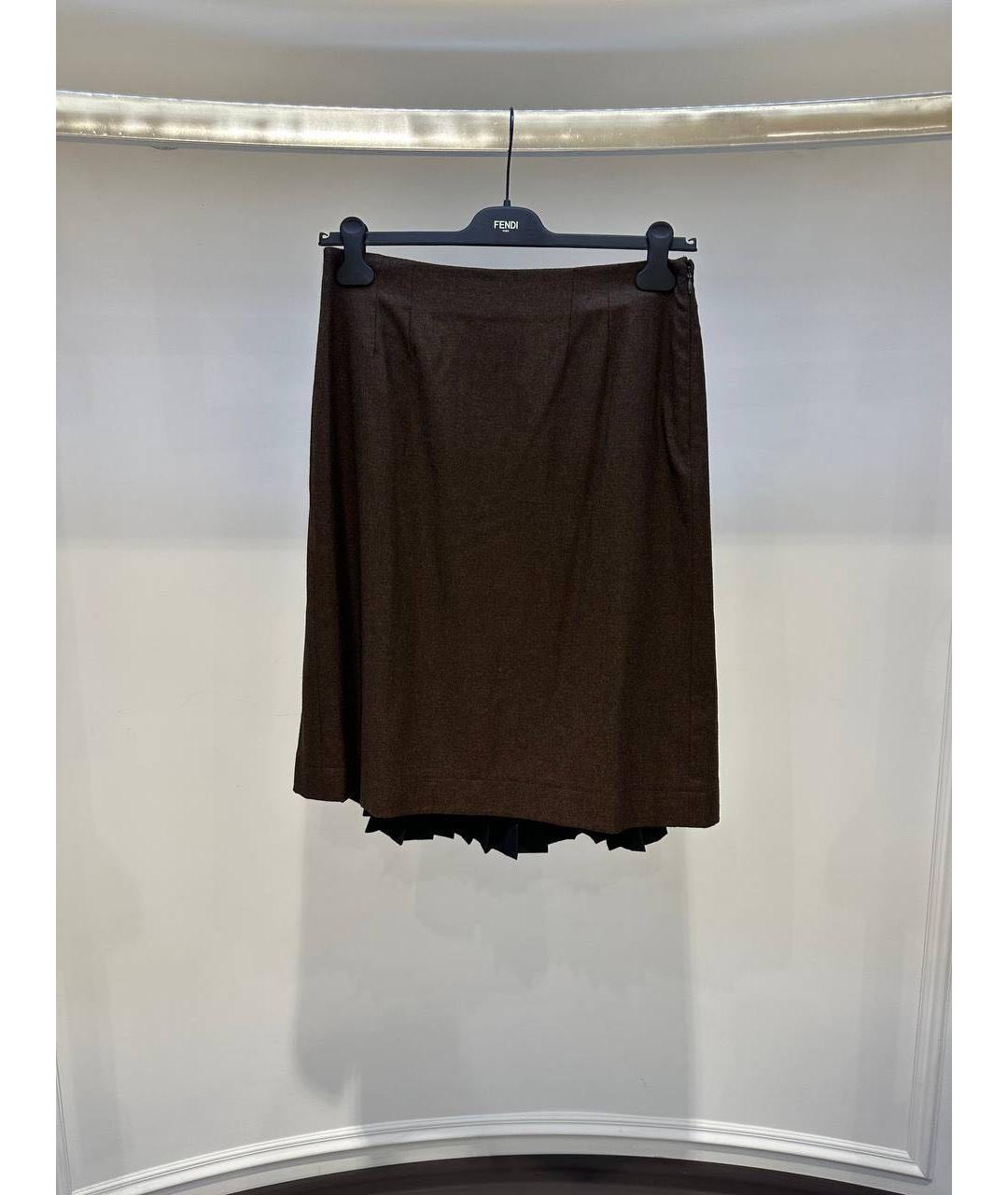 FENDI Коричневая юбка миди, фото 3