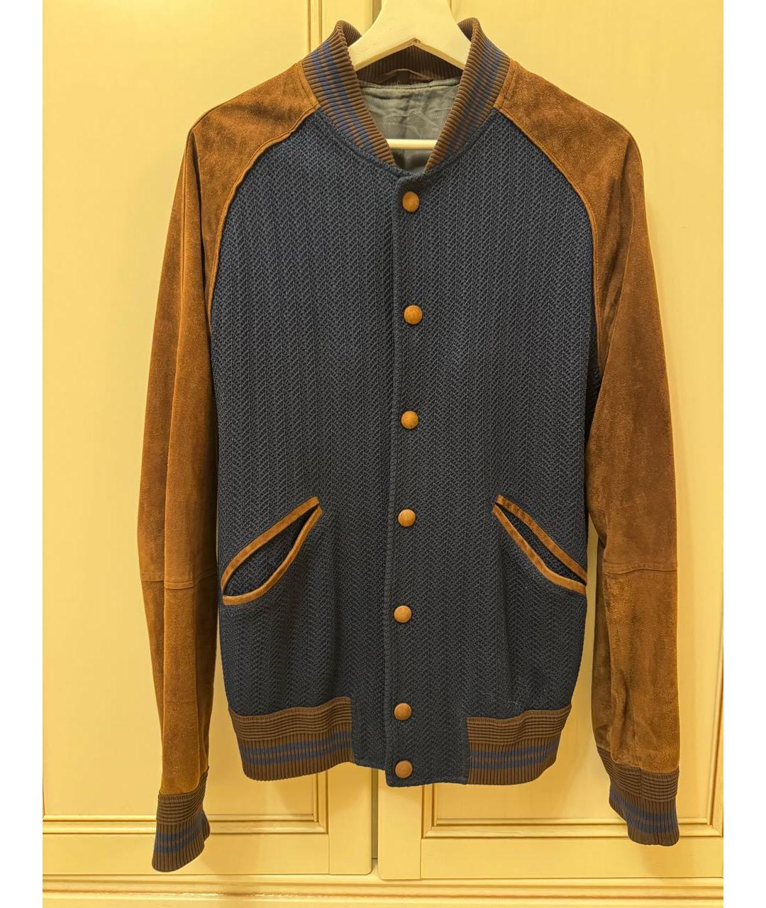 ROBERTO CAVALLI Темно-синяя хлопковая куртка, фото 7