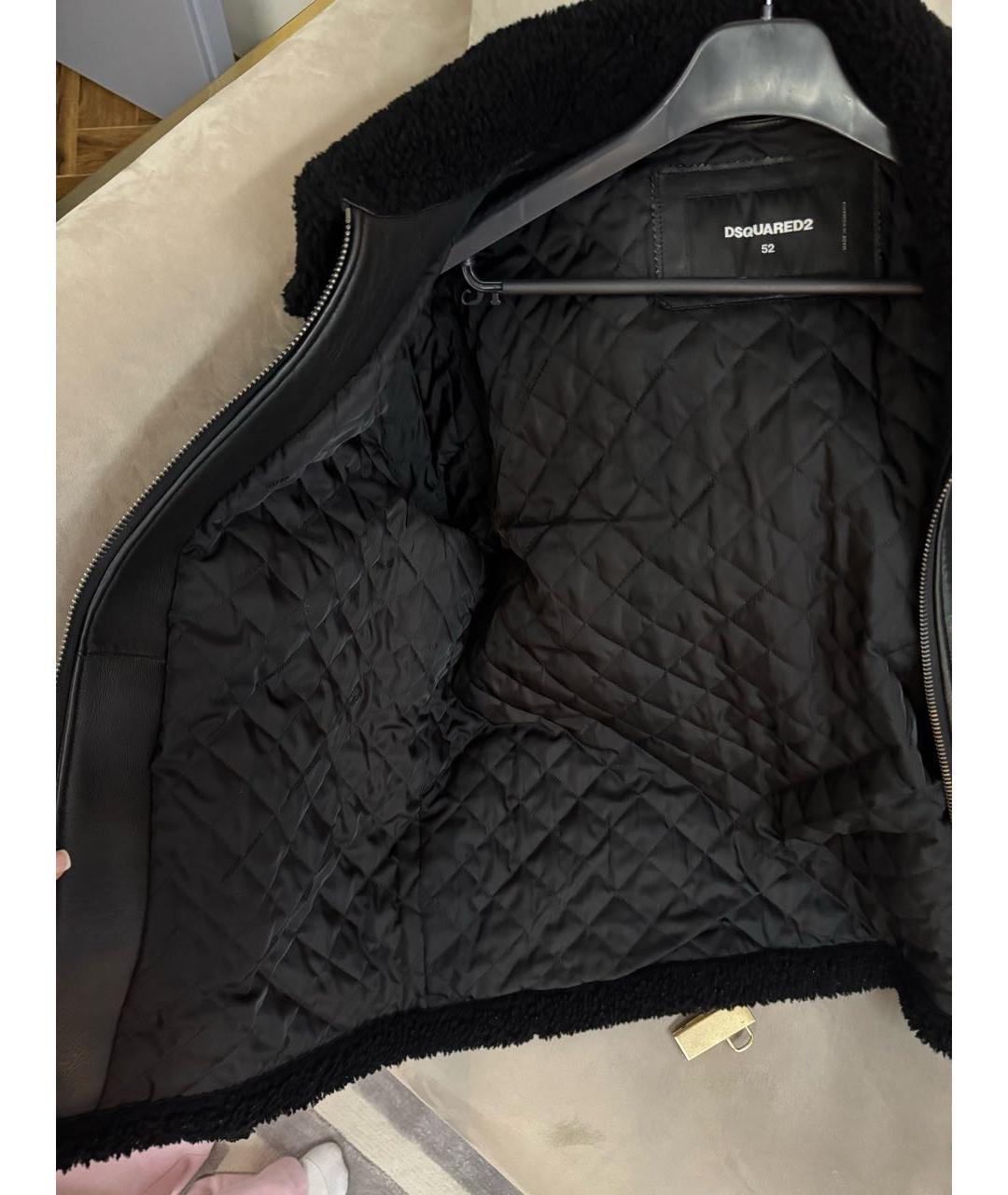 DSQUARED2 Черная кожаная дубленка/шуба, фото 8