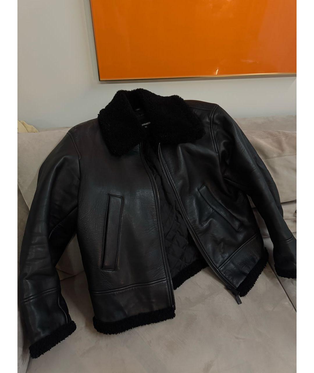 DSQUARED2 Черная кожаная дубленка/шуба, фото 5