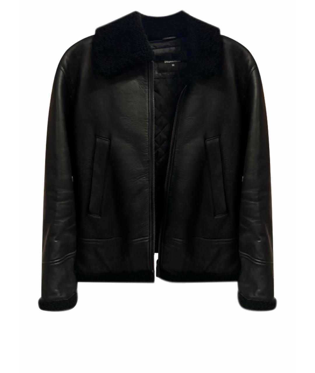 DSQUARED2 Черная кожаная дубленка/шуба, фото 1