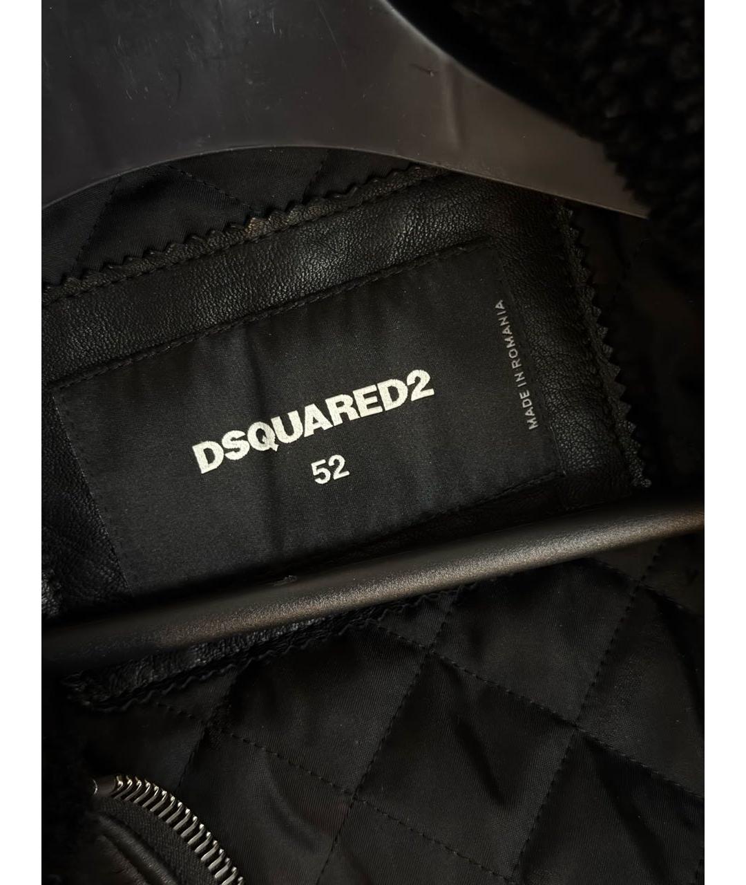 DSQUARED2 Черная кожаная дубленка/шуба, фото 3