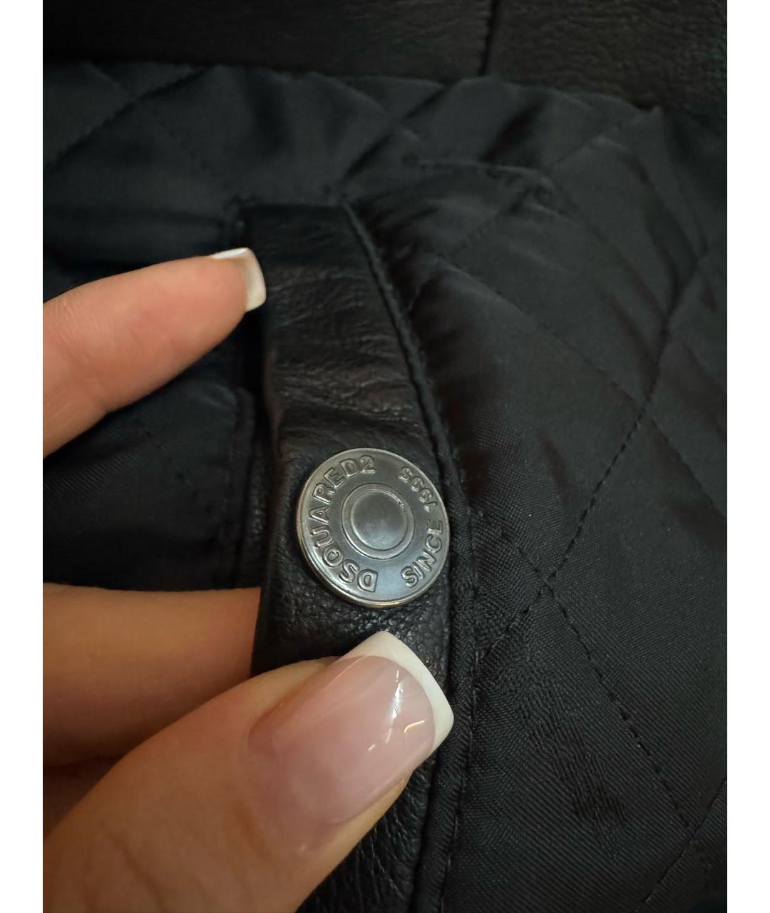 DSQUARED2 Черная кожаная дубленка/шуба, фото 4