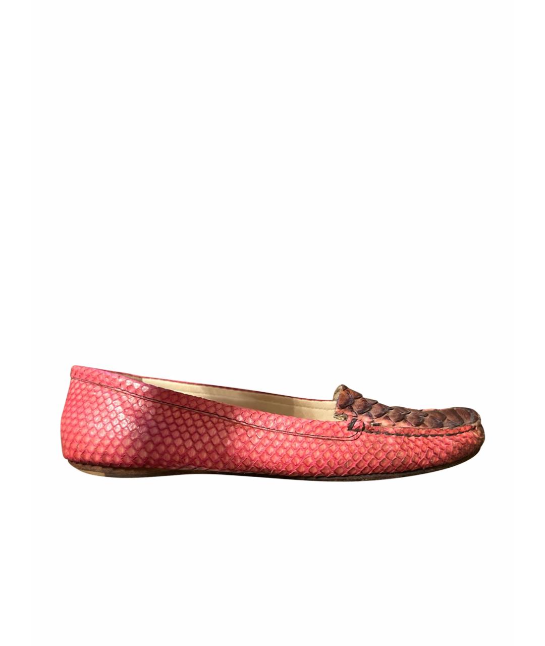 PRADA Коралловые кожаные лоферы, фото 9