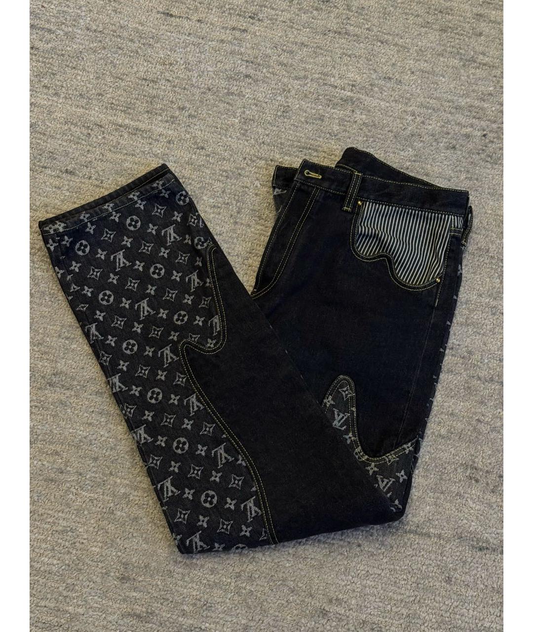 LOUIS VUITTON Черные хлопковые прямые джинсы, фото 2