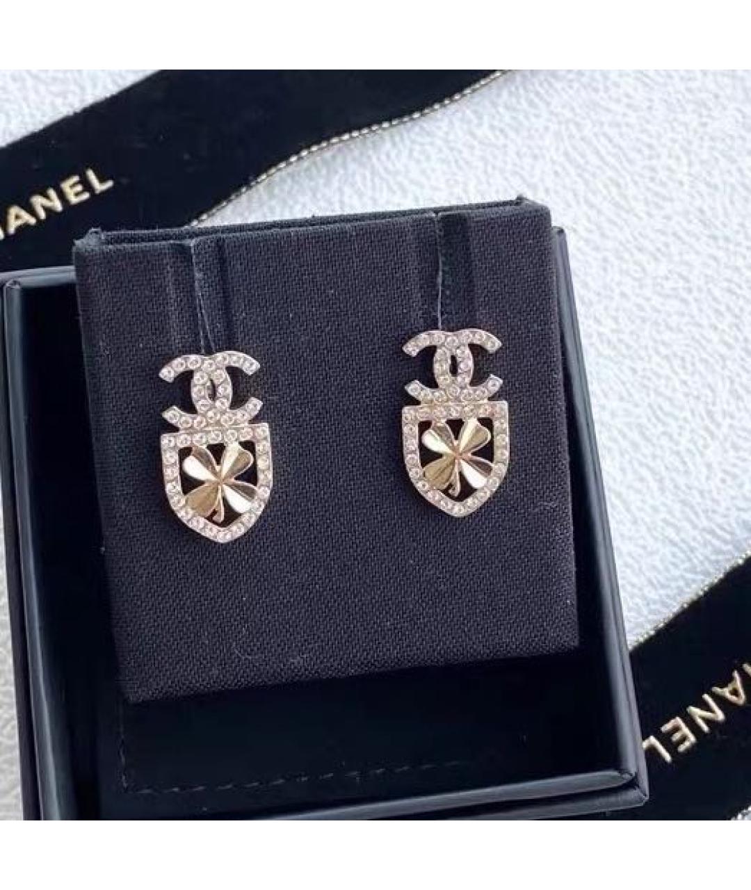 CHANEL Золотые металлические серьги, фото 2