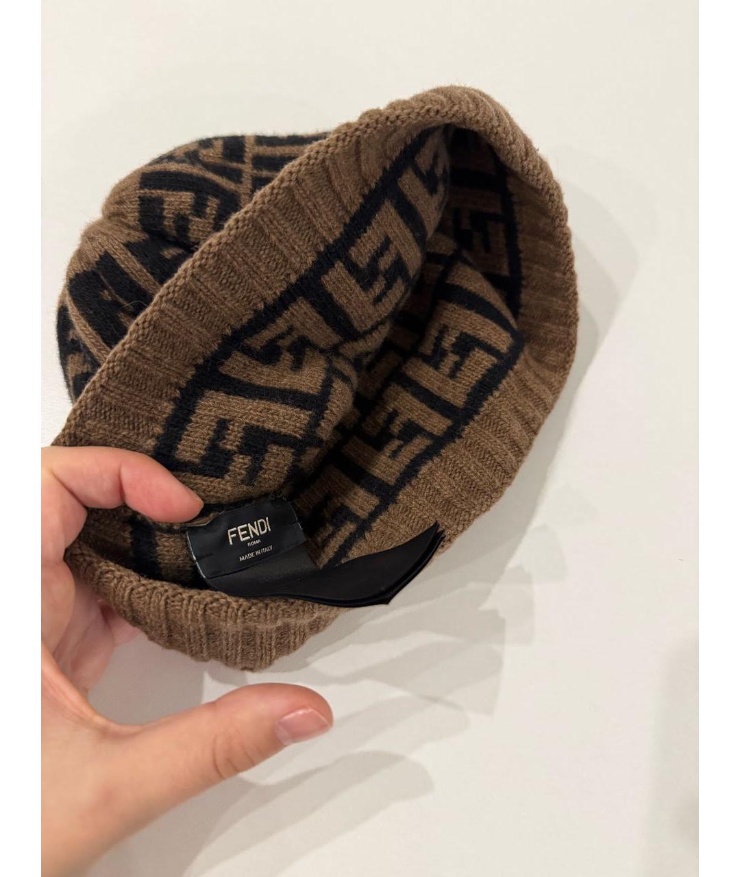 FENDI Коричневая шерстяная шапка, фото 3